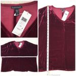 Eileen Fisher EILEEN FISHER Red Velvet Dolman Sleeve Blouse Boxy Top Silk Blend Velour New Photo 9