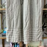 BeachLunchLounge Olive Striped Linen Blend Jumpsuit Photo 4