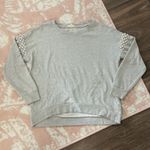 Ultra Flirt Pearl Embellished Crewneck Pullover- Light Gray Photo 0