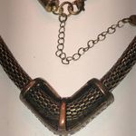 Brass Tone CZ Rhinestones V Pendant Hollow Snake Chain Necklace Photo 8