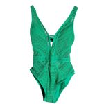 Becca Show And Tell Verde Green Crochet Lace One Piece Swimsuit Size XS Photo 3