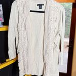 Willi Smith  Cream Open-Front Cotton Blend Crochet Cardigan Size XL Photo 0