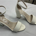 Womans Sugar Machelene Slip On Sandals 8 M White Open Toe Ankle Strap Block Heel Photo 0