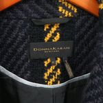 Donna Karan  New York Textured Plaid Wool Blend Blue Black Coat Jacket XS Photo 3