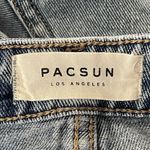 PacSun  SZ 25 Cropped Mom Jeans Mid-Rise Button-Fly Distressed Rips Light Wash Photo 6