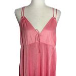 Vintage 70s Nylon Nightgown M Pink Pullover V Neck Spaghetti Straps Low Back Size M Photo 1