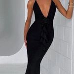 Babyboo NWT  Constantina Ruffle Corsage Halter Black Maxi Dress Photo 0