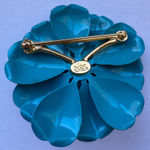 Joan Rivers Vintage  Chunky Blue Floral PolkaDot Layered Statement Brooch Pin LG Photo 4