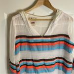 Lemlem  Thin Ivory Pull-over Hoodie with Colorful Stripes Size Medium Photo 5
