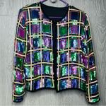 Vintage sequin / silk color block shiney blazer jacket unique era style shirt Blue Photo 3