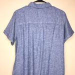 C&C California Women’s Linen Blend Blue Mother of Pearl Button-Up Maxi Dress Photo 6