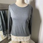 Source Unknown Elegant Gray Top with Lace Detail Photo 1