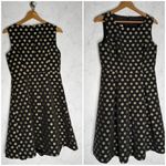 Talbots black pleated fit and flare dress with gold polka dots Photo 1
