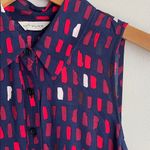Anthropologie 11.1 Tylho Brynn Dress Navy Red Abstract Tile Print Photo 4