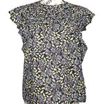 Joie  SMALL Isa Reut Ruffled Embroidery Dot Smocked Floral Blouse - Caviar Multi Photo 0