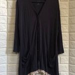 LOGO navy Blue lace trim tunic cardigan top Button Up Asymmetrical Women’s M Size M Photo 1