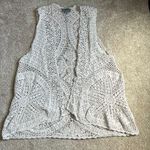 Joseph A  Hippie Boho Cream Crochet Open Front Vest.  Size Large Photo 0