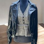 Ambiance women’s 100% Faux Leather Moto Cropped Jacket Size L Biker Modern Chic Black Size L Photo 0