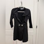 Mac Duggal  55692 Sheath Black Mini Dress Ruffles Plunging V Neck Size 2 NWT Photo 3