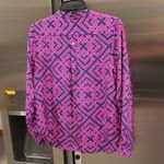 Alice & Trixie 💕💕 100% Silk Print Blouse ~ Blue and Pink Prink Medium EUC Photo 1