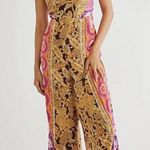 Free People NWOT  Miranda Printed Jumpsuit In Jewel Combo Sz M Photo 1