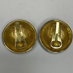 Vintage Courreges Paris Black Enamel And Gold Tone Earrings Clip On Photo 6