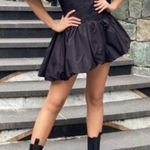 Love Shack Fancy Asa Puff Sleeve Bubble Hem Mini Dress Black Photo 0