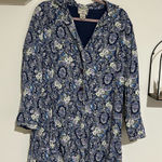April Cornell Blue Purple Floral Paisley Long Sleeve V Neck Tunic Blouse Top Lrg Size L Photo 0