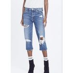 Mother Superior The Tomcat Knickers Jeans Women Size 24 Cropped Distressed‎ Rips Blue Photo 2