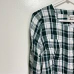 G.H. Bass & Co. Green Plaid Button Down Scoop Neck Long Sleeved Top White Photo 2
