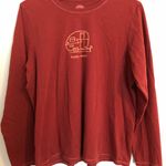 Life is Good “Happy Camper” Long Sleeve Burgundy Tshirt Size L Photo 0