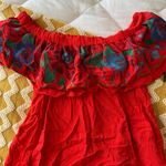 Altar'd State Red Off The Shoulder Dress With Floral Detail Photo 5