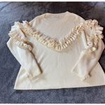 Frame  Ruffle-Yoke Ribbed Creme Sweater ( M‎ ) Photo 1