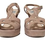 barney's new york Barneys of New York Italian Tan Suede Open Toe Heels Sz 39 Photo 6