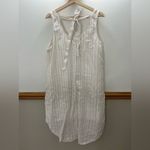 Anthropologie  Cloth & Stone Linen Striped Beige /  Ivory Midi Dress Size 1XL Photo 1