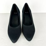 Eileen Fisher  Kiss Stretch Knit Pump Size 10 Black Almond Toe Suede Cone Heel Photo 3