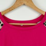 Hot Pink Leopard Print Sequin Pocket Raglan Top Women's 2XL Size XXL Photo 4