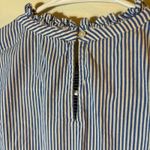 J.Crew Striped Ruffle Neck Sleeveless Blouse Size 2 Blue White Photo 2