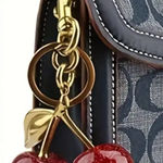 T Party Fashion Cherry Keychain Charm - Resin 🍒 with Gold-Tone Metal Clip for Handbag and Purse Photo 0