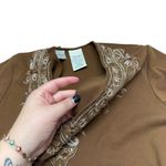 White Stag  Y2K Paisley Embroidered Neck Line V-Neck Earth Toned Top Photo 2