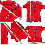 Vintage 80's Ann Lawrence Silk Blend Rainbow Striped Skirt Set Red Size 10 Photo 8