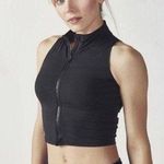 Fabletics NEW Bluebell Midi Sports Bra Full Zip Black Crop Tank Padded XS NWOT Photo 1