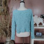 Wild Fable Size Large L Light Blue Fringe Cropped Crop Sweater Long Sleeve Sweat Photo 1
