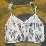 Abercrombie & Fitch White Floral Print Blouse Spaghetti Strap Crop Tank Top S Photo 5
