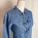 Guess vintage 90s blue chambray chinese knot button down long sleeve mini dress by Photo 4
