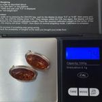 Sterling Silver Vintage  Handcrafted Cabochon Oval Baltic Amber Earrings 7.4g Photo 12