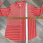 Charter Club  Multi Stripe Pattern Block Button Front Blouse   Coral White SP Photo 9