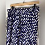Anthropologie  Beaded Scalloped‎ Pants •S Blue White Side Stripe Rayon Photo 2
