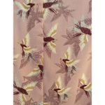 Pink Rose Blouse S Novelty Bird Print Faux Wrap Surplice Split Tie Bell Sleeve Photo 3