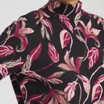 Chico's  Jacquard Mock Neck Sweater Bold Lily Print Elbow Sleeve Size 0/Small EUC Photo 2